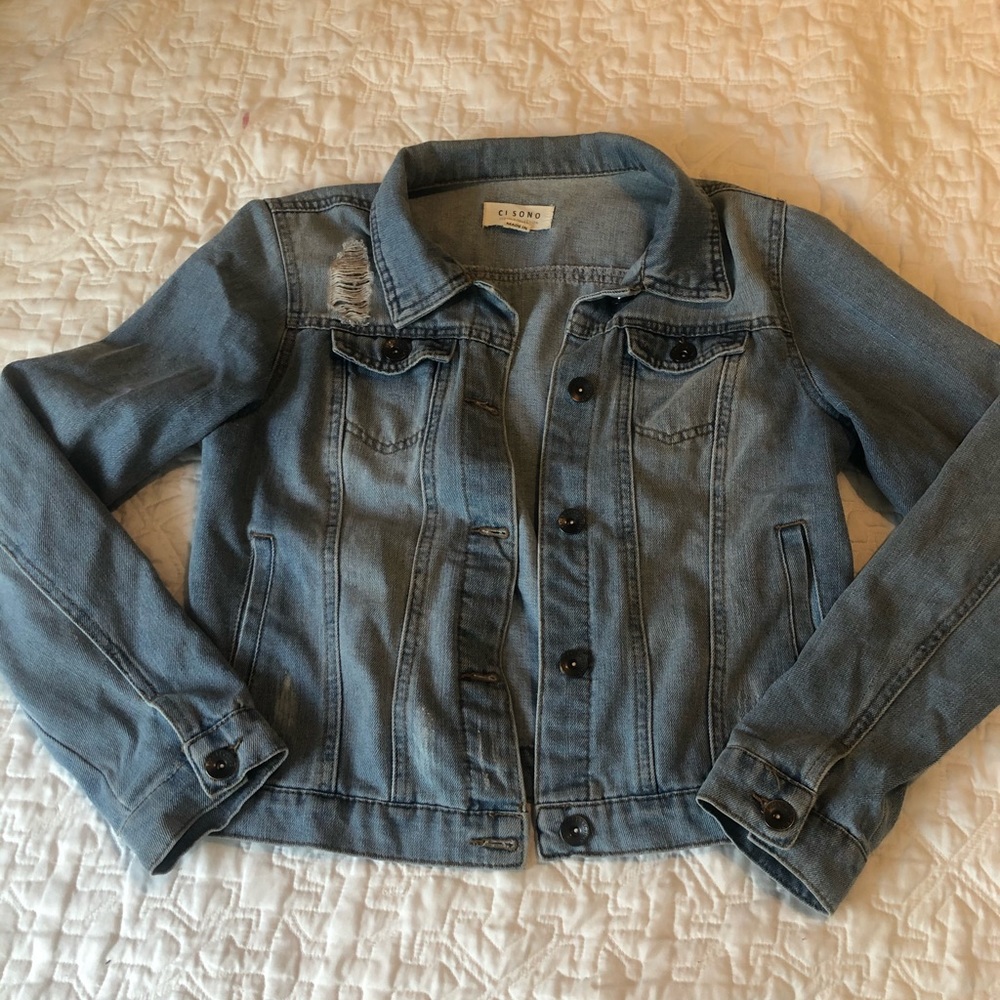 Denim jacket distressed boutique